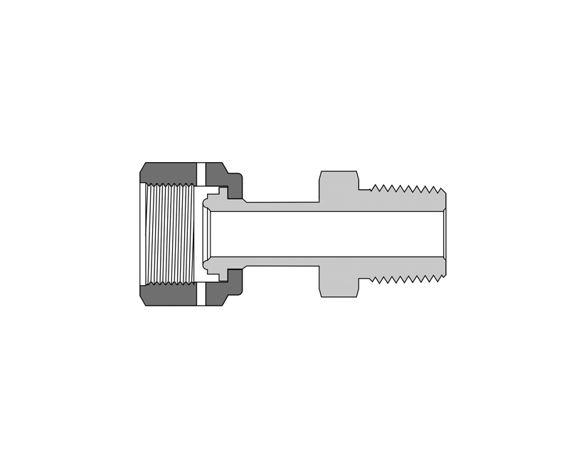 316 SS, FITOK FR Series Metal Gasket Face Seal Fitting, FR Welded Gland to Male NPT, 1/4" FR x 1/4 Male NPT, 1.79"(45.5mm) Long