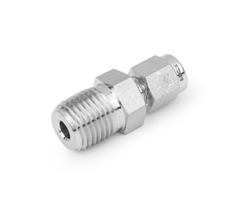 316 SS, FITOK 6 Series Tube Fitting, Male Connector, 1/8" O.D. × 1/4 Male NPT