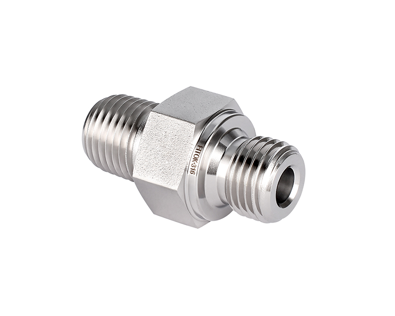 316 SS,Pipe Fitting,Hex Nipple 1/4"Male NPT × 1/4"Male ISO parallel Threads