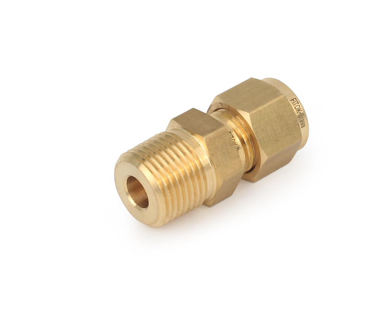 Male Connector, Brass, 12mm Tube OD, 2-Ferrule x 1/2in. (M)BSPT 