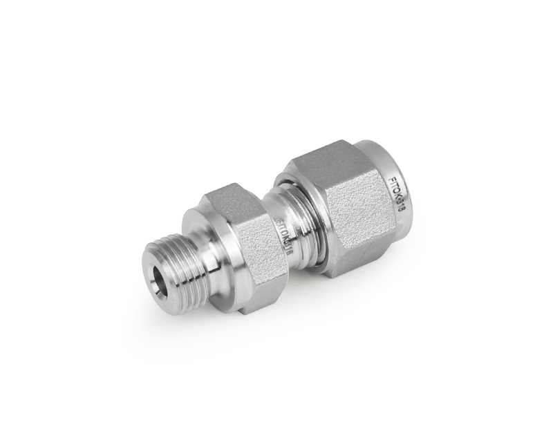 Male Connector, 316SS, 6mm Tube OD, 2-Ferrule x 1/4in. (M)BSPP (ISO Parallel, RS Gasket)