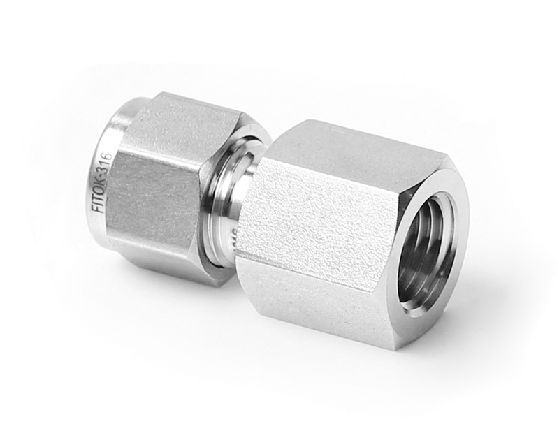 316 SS, FITOK 6 Series Tube Fitting, Female Connector, 1/2" O.D. × 1/2 Female NPT