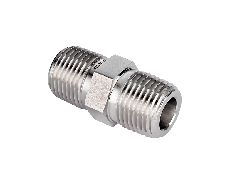 316 SS,Pipe Fitting, Hex Nipple,1/2"Male NPT × 1/2"Male NPT