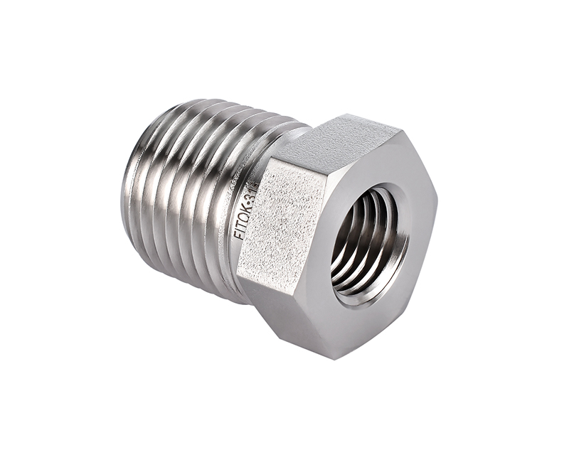 316 SS, FITOK 6 Series Pipe Fitting, Reducing Bushing, 1 Male NPT × 1/4 Female NPT