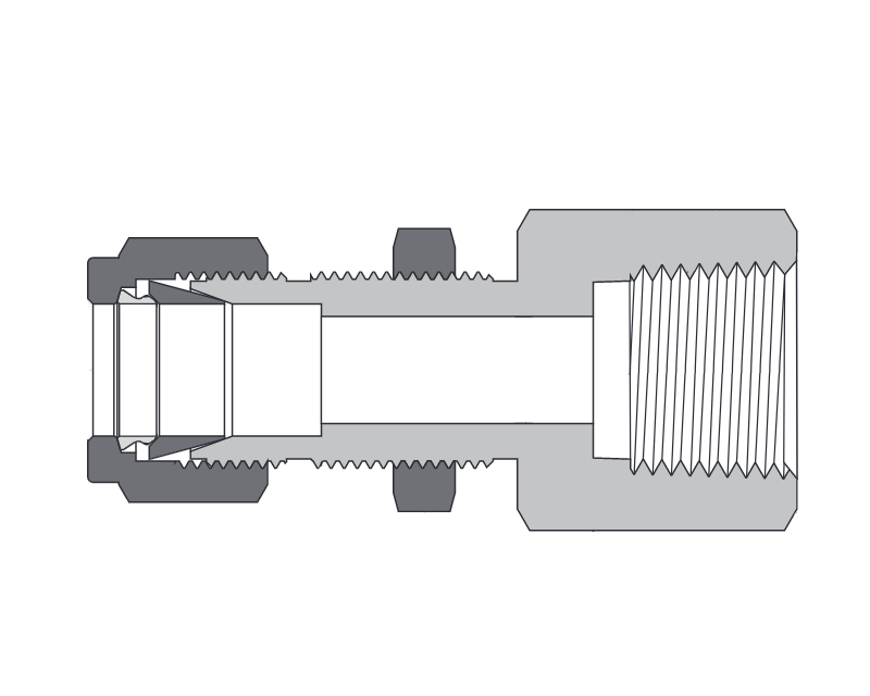 Brass, FITOK 6 Series Tube Fitting, Bulkhead Female Connector, 1/4" O.D. × 1/8 Female NPT