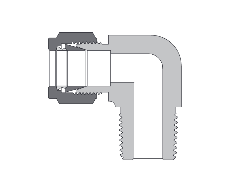 Brass, FITOK 6 Series Tube Fitting, Male Elbow, 12mm O.D. × 1/2 Male ISO Tapered Thread(RT)