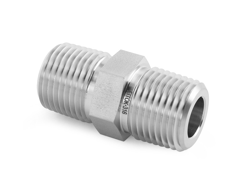 316SS,Pipe Fitting,Hex Nipple 1/4" Male ISO Parallel Thread × 1/4" Male ISO Parallel Thread