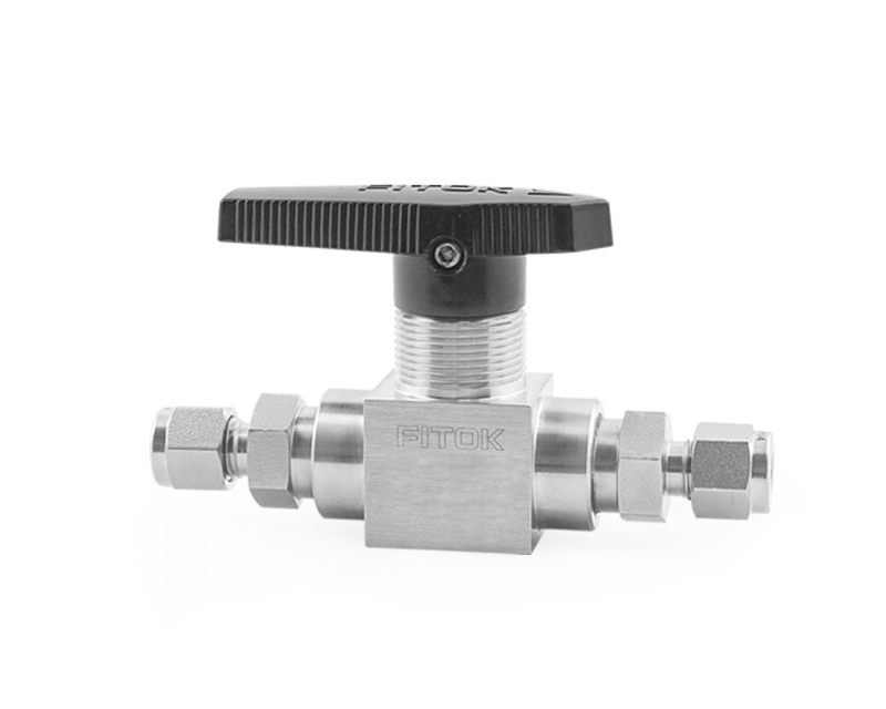 Ball Valve, Body: 316SS, MWP: 1,500psig, Seat: PTFE,  Conn.: 6mm x 6mm Tube OD, 2-Ferrule, Orifice:4.8mm, Cv:1.6, Black Nylon Handle