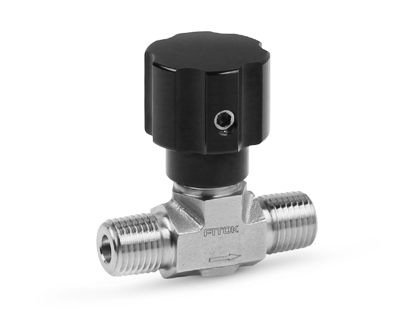 316 SS, ND Series Needle Valve, Nonrotating-stem, 1/4 Male NPT, PCTFE Stem Tip, Fluorocarbon FKM O-ring, 3000psig(207bar), -20°F to 200°F(-28°C to 93°C), 0.16" Orifice