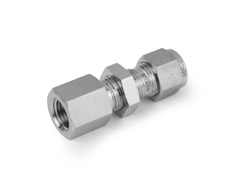 316 SS, FITOK 6 Series Tube Fitting, Bulkhead Female Connector, 1/2" O.D. × 1/2 Female NPT