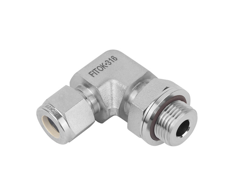 316 SS, FITOK 6 Series Tube Fitting, Positionable Male Elbow, 1/4" O.D. × 1/4 Male ISO Parallel Thread(PP)