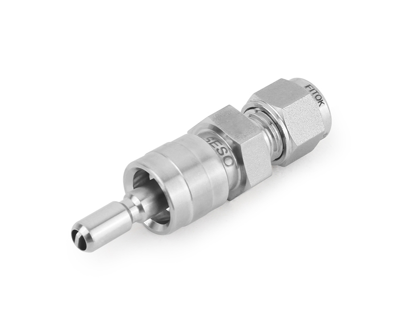 316 SS, QC4 Series Quick Connect, 1/8" Tube Fitting, Stem without Valve Remains Open when Uncoupled, 0.08 Cv