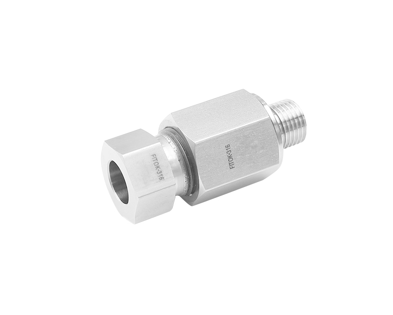 316 SS, FITOK 20D Series Medium Pressure Tube Fitting, Male Connector, 3/4" O.D. × 1/2 Male NPT