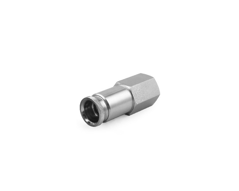 316 SS, QTM Series PTFE Sealed Quick Connect Stem with valve, 1/2" Female NPT