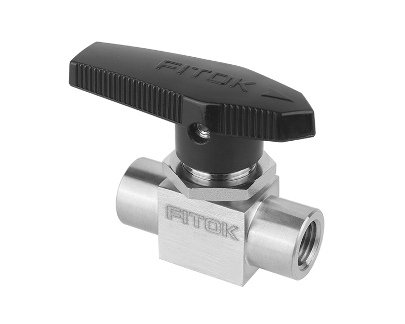 Ball Valve, Body: 316SS, MWP: 3,000psig, Seat: PTFE, Conn.: 1/4in. x 1/4in. (F)BSPT, Orifice:4.8mm, Cv:0.9, Black Nylon Handle, 2-Way