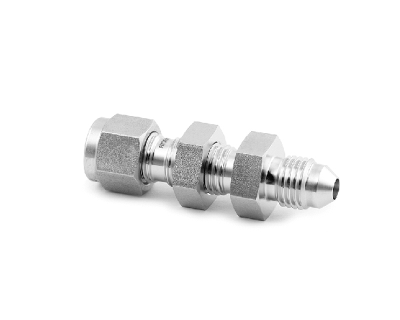 Bulkhead Male Connector, 316SS, 1/8in. Tube OD, 2-Ferrule x 1/8in. Tube OD (AN)