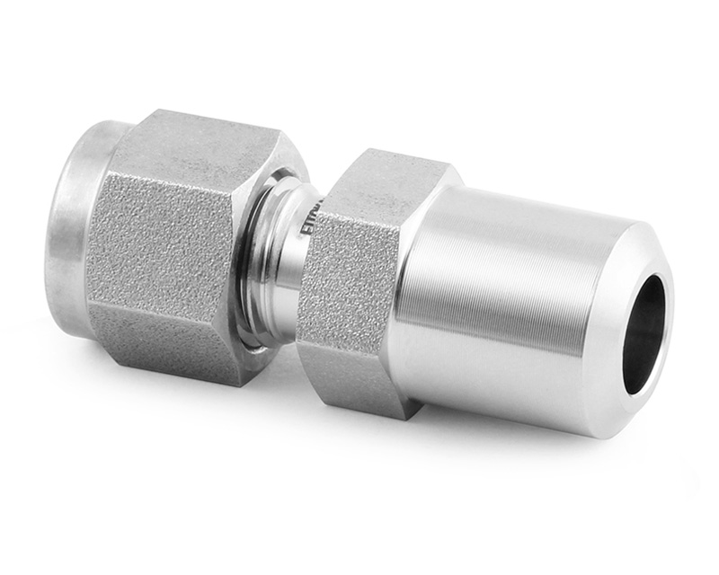 Weld Connector, 316SS, 3/8in. Tube OD, 2-Ferrule x 3/4in. Pipe Butt Weld, 