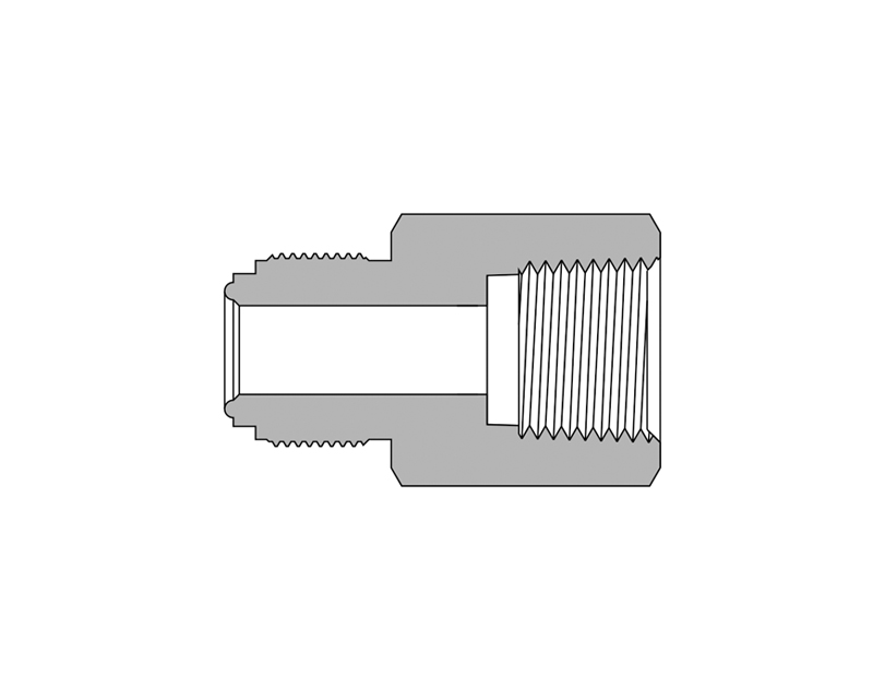 316 SS, FITOK FR Series Metal Gasket Face Seal Fitting, FR Body to Female NPT, 1/8" FR x 1/16 Female NPT