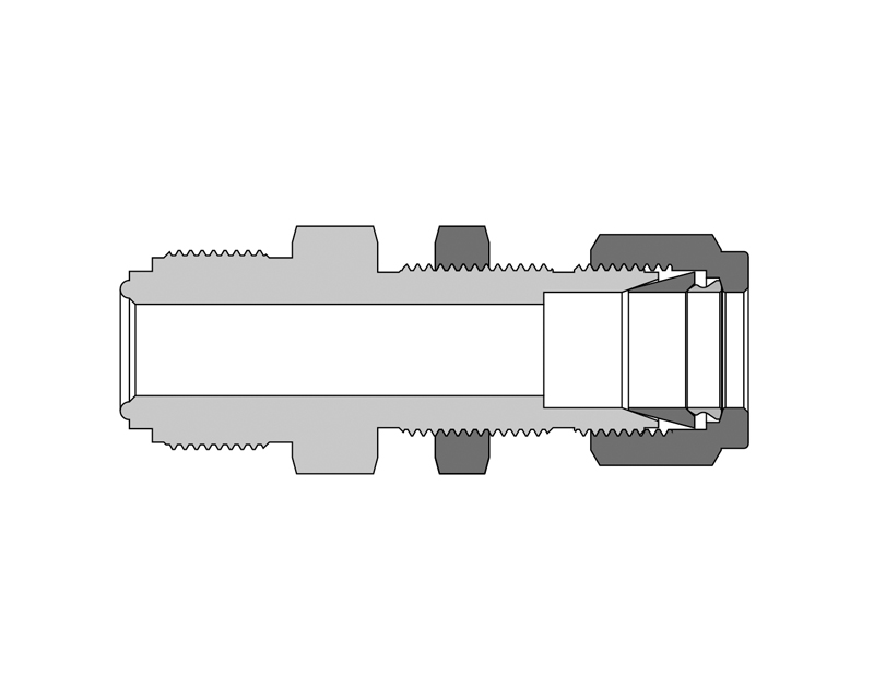 316 SS, FITOK FR Series Metal Gasket Face Seal Fitting, FR Body to Bulkhead Tube Fitting Union, 1/4" FR x 1/4", 1.88"(47.8mm) Long