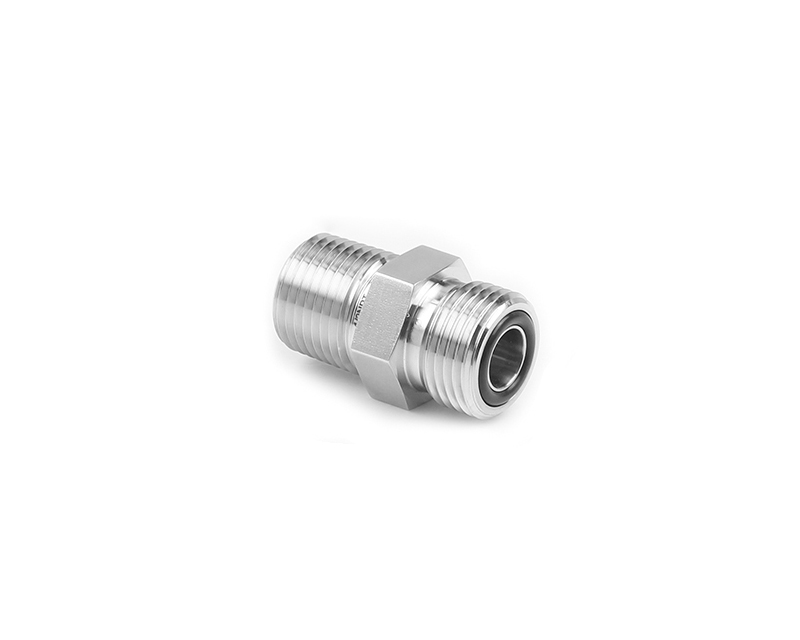 316 SS O-Ring Face Seal Fitting, Male Connector, 1/2" FO Body x 3/8" Male NPT 