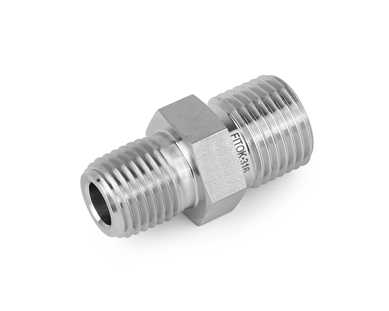 316 SS Pipe Fitting,Hex Nipple 1/8" Male NPT × M20X1.5 Male Metric Thread