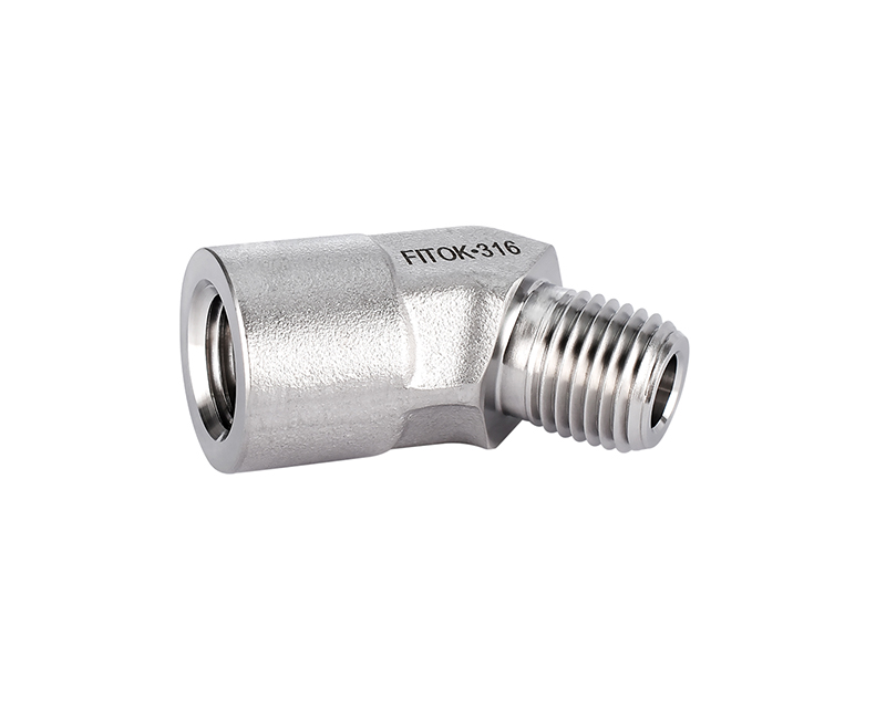 316 SS Pipe Fitting, 45° Street Elbow, 1/4" Female NPT ×  1/4" Male NPT