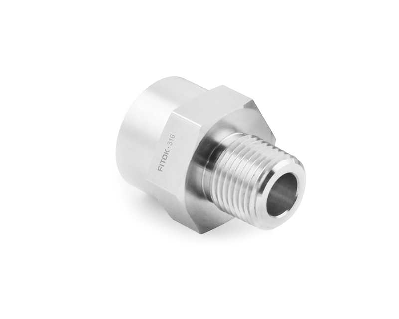 316 SS, FITOK 6 Series Weld Fitting, Male Connector, 1/4" O.D. Tube Socket Weld x 1/4 Male NPT