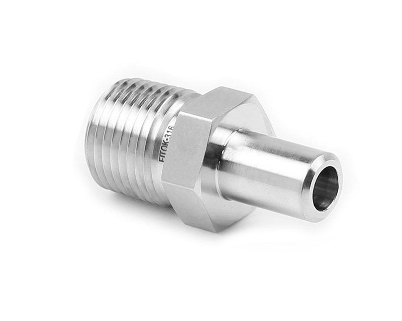 316 SS Weld Fitting,Tube Butt Weld Male Connector,16mm Tube Butt Weld× 1/2 Male NPT