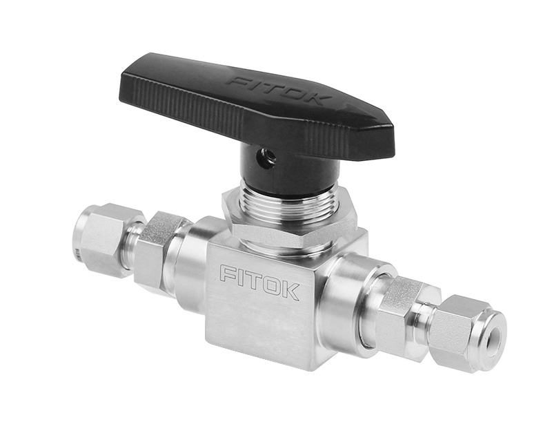 316 SS, BF Series Ball Valve, Trunnion, PTFE Seats, 1/4" Tube Fitting, 1500psig(103bar), 0°F to 450°F(-18°C to 232°C), 1.6 Cv, Straight