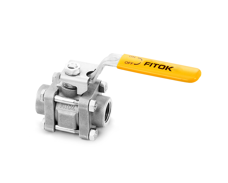 CF8M, BH Series Ball Valve, 3-piece, PTFE Seats, 1/4 Female NPT, 1500psig(103bar), -20°F to 450°F(-28°C to 232°C), 0.28" Orifice, Straight