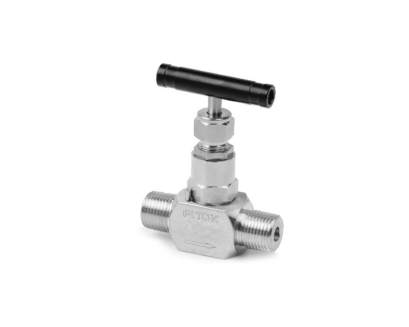 Needle Valve, Body: 316SS, MWP: 6,000psig, Packing: PTFE, Conn.: 1/4in. x 1/4in. (M)NPT, Orifice:4mm, Cv:0.35, Black Al T-bar Handle