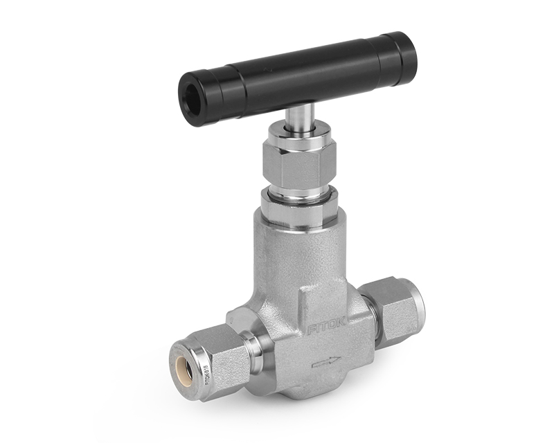 316 SS, NF Series Needle Valve, Forged Body, 1/2" Tube Fitting, PTFE Packing, 6000psig(414bar), -65°F to 450°F(-54°C to 232°C), 0.25" Orifice (Cv0.85)