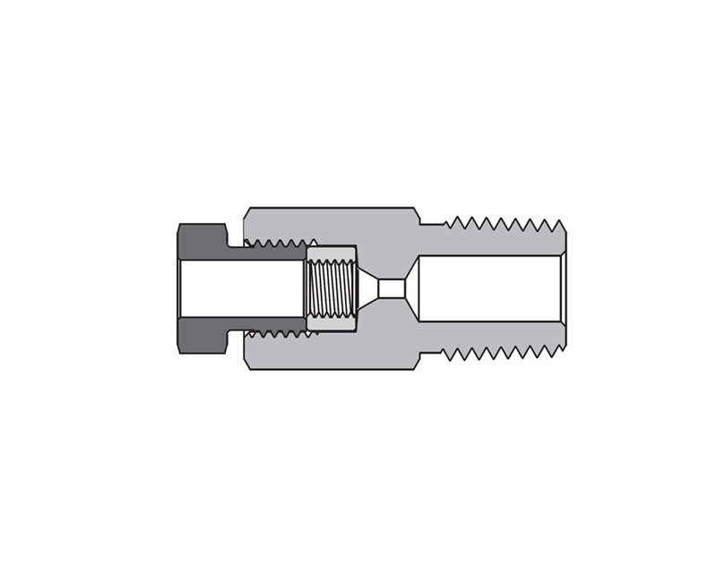 316 SS, FITOK AMH Series Adapter Fitting, Female to Male, 1/4" Female 20M Series Medium Pressure Coned and Threaded Connection × 1/4 Male NPT