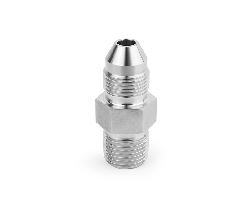 316 SS, FITOK AMH Series Adapter Fitting, Male to Male, 1/4" Male 20M Series Medium Pressure Coned and Threaded Connection × 1/4 Male NPT