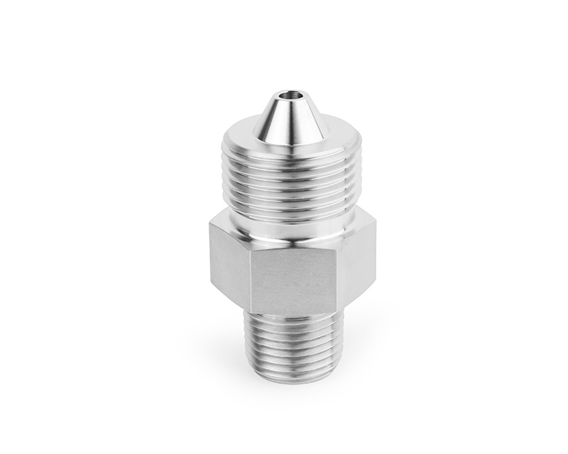 316 SS, FITOK AMH Series Adapter Fitting, Male to Male, 9/16" Male 60 Series High Pressure Coned and Threaded Connection × 3/4 Male NPT