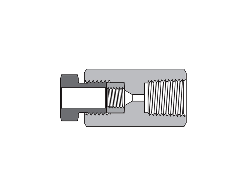 316 SS, FITOK AMH Series Adapter Fitting, Female to Female, 3/8" Female 20M Series Medium Pressure Coned and Threaded Connection × 1/2 Female NPT