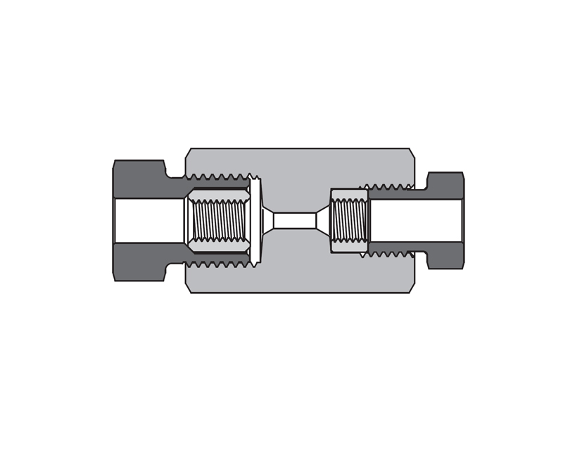 316 SS, FITOK AMH Series Adapter Fitting, Female to Female, 1/4" Female 60 Series High Pressure × 3/8" Female 20M Series Medium Pressure, Coned and Threaded Connection