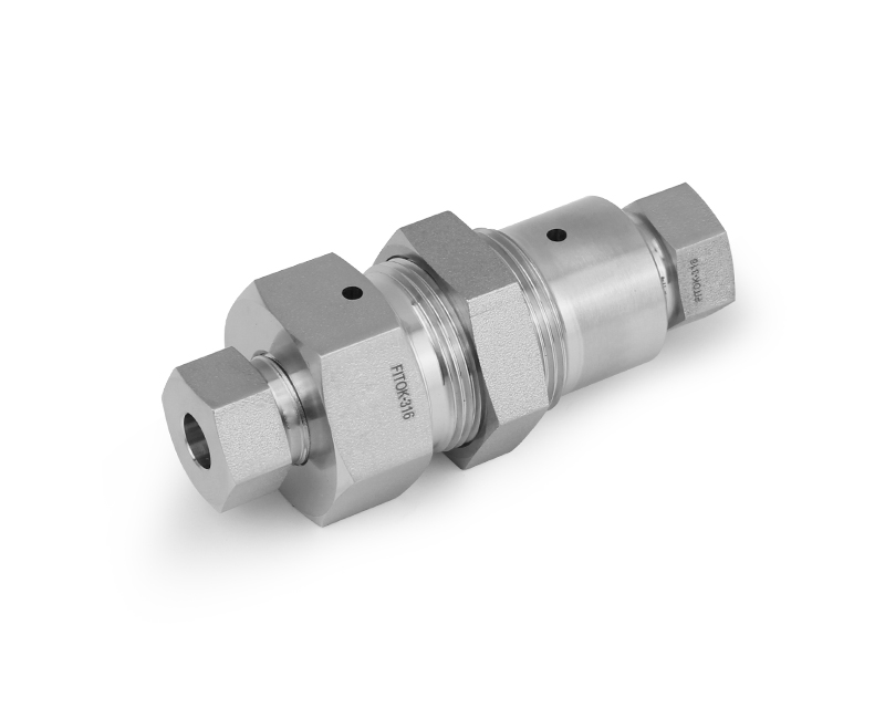 316 SS, FITOK 60 Series High Pressure Fitting, Coned and Threaded Connection, Bulkhead Union, 9/16" O.D.