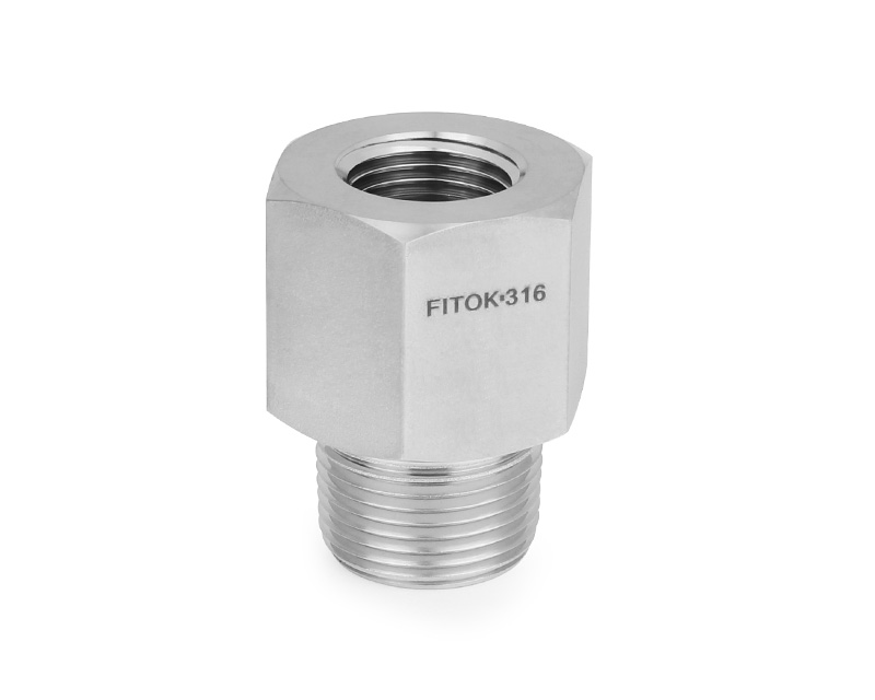 316 SS, FITOK PMH Series High Pressure Pipe Fitting, Adapter, 1/2 Female NPT × 3/4 Male NPT