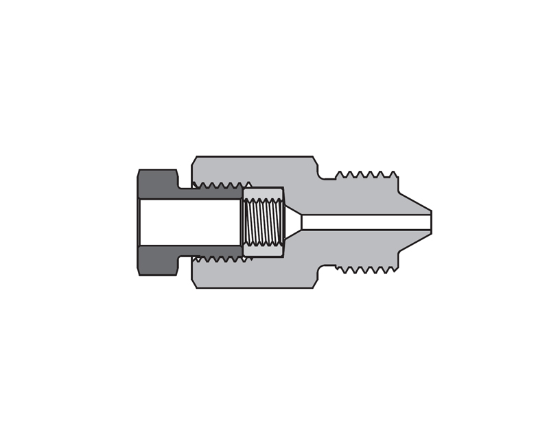 316 SS, FITOK AMH Series Adapter Fitting, Female to Male, 1/4" Female 20M Series Medium Pressure × 3/8" Male 60 Series High Pressure, Coned and Threaded Connection