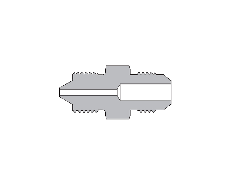 316 SS, FITOK AMH Series Adapter Fitting, Male to Male, 1/4" Male 60 Series High Pressure Coned and Threaded Connection × 1/4 Male JIC