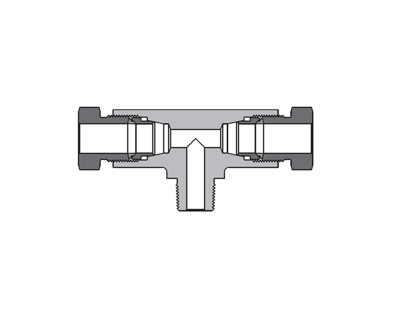 316 SS, FITOK 20D Series Medium Pressure Tube Fitting, Male Branch Tee, 1/8" O.D. × 1/8" O.D. × 1/4 Male NPT