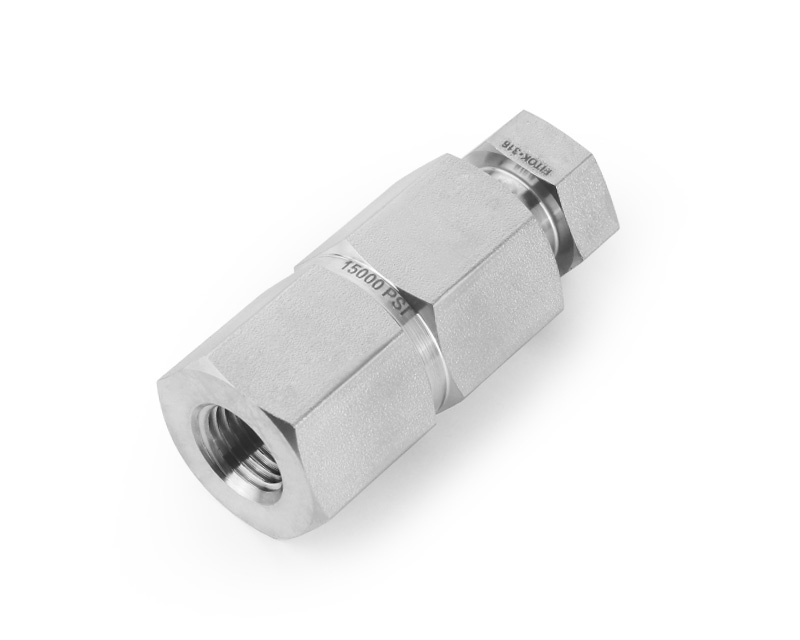 316 SS, FITOK 20D Series Medium Pressure Tube Fitting, Female Connector, 1/8" O.D. × 1/4 Female NPT