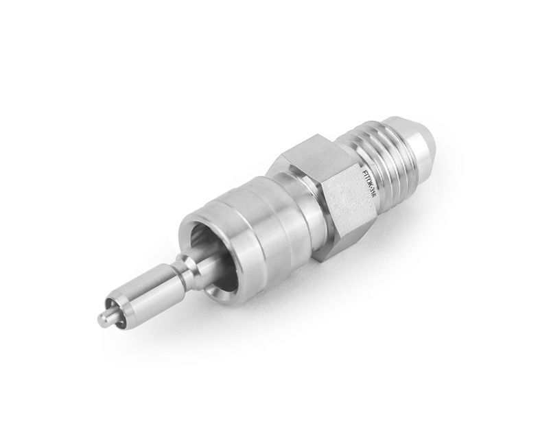 316 SS, QC8 Series Quick Connect, 1/2" Male 37° Flare(AN), Stem without Valve Remains Open when Uncoupled, 2.4 Cv