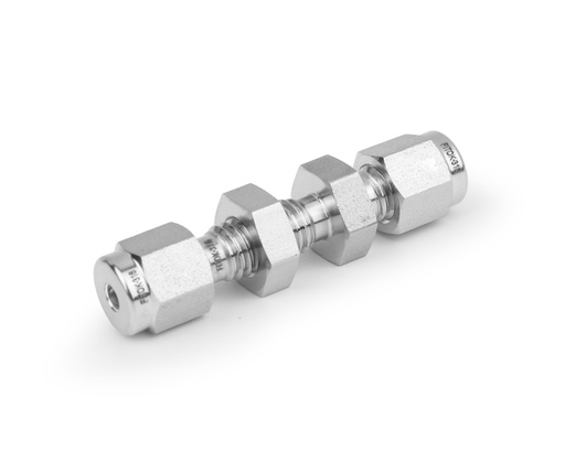 [SS-BU-ML3] Bulkhead Union, 316SS, 3mm x 3mm Tube OD, 2-Ferrule, Bulkhead