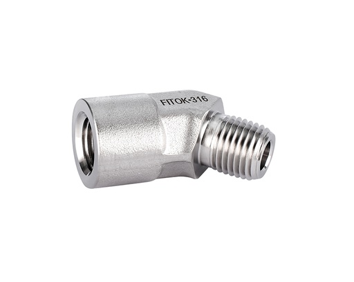 [SS-PSV-NS8] 316 SS Pipe Fitting, 45° Street Elbow, 1/2" Female NPT ×  1/2" Male NPT