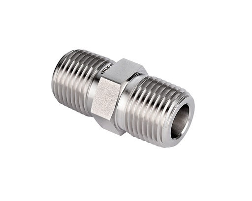 [SS-PHN-NS8] 316 SS, FITOK 6 Series Pipe Fitting, Hex Nipple, 1/2 Male NPT