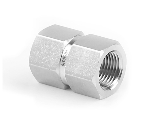 [SS-PCG-NS4] 316 SS, FITOK 6 Series Pipe Fitting, Hex Coupling, 1/4 Female NPT