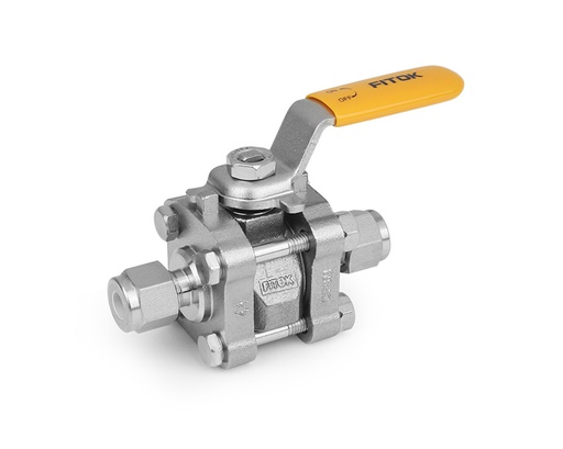 [BHSS-ML28-22] Ball Valve, Body: 316SS/CF8M, MWP: 1,500psig, Seat: PTFE, Conn.: 28mm x 28mm Tube OD, 2-Ferrule, Orifice:22.2mm, Cv:40, SS Lever Handle, 3-Piece Bolted Body