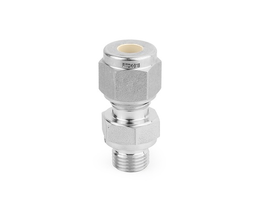 [SS-CM-FL4-RP4] 316 SS, FITOK 6 Series Tube Fitting, Male Connector, 1/4" O.D. × 1/4 ISO Parallel Thread(RP)